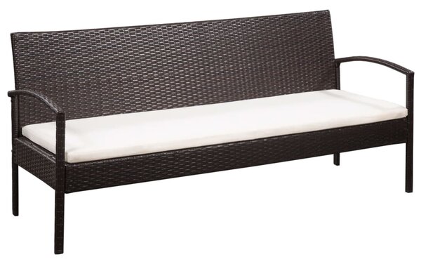 5-részes barna polyrattan kerti bútorszett párnákkal