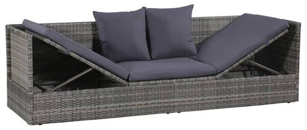 Szürke polyrattan kerti ágy 200 x 60 cm