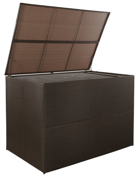 Barna polyrattan kerti tárolóláda 150 x 100 x 100 cm