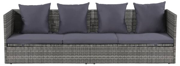 Szürke polyrattan kerti ágy 200 x 60 cm