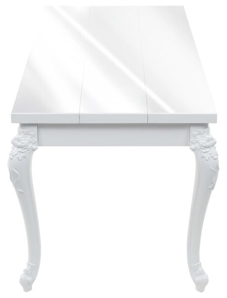 Magasfényű fehér étkezőasztal 179 x 89 x 81 cm