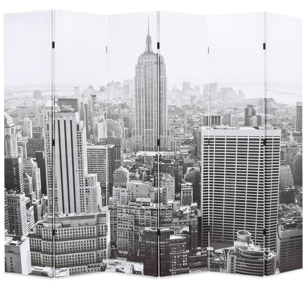 Fekete-fehér New York mintás paraván 228 x 170 cm