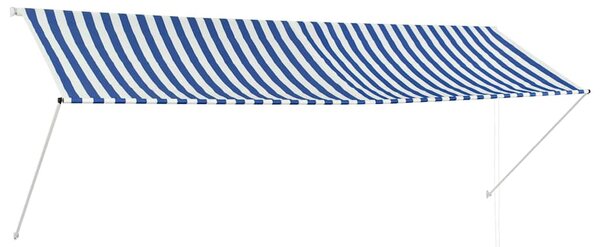 Feltekerhető kék és fehér napellenző 350 x 150 cm