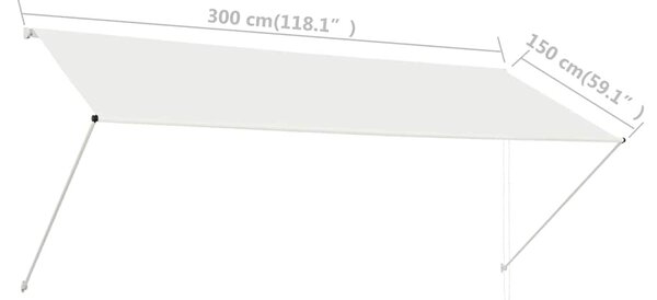 Feltekerhető krémszínű napellenző 300 x 150 cm