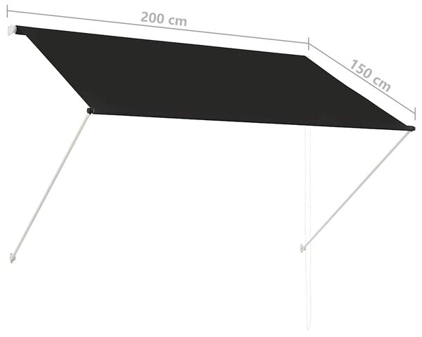 Feltekerhető antracitszürke napellenző 200 x 150 cm