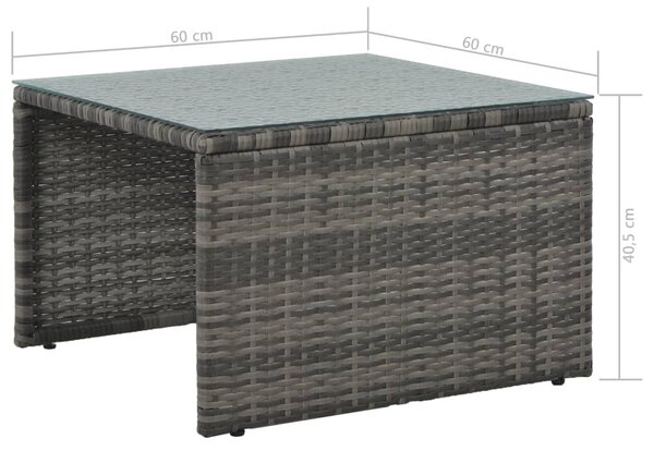 3-részes szürke polyrattan kerti bútorszett párnákkal