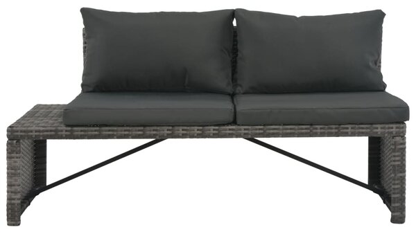 3-részes szürke polyrattan kerti bútorszett párnákkal