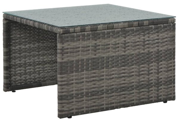 3-részes szürke polyrattan kerti bútorszett párnákkal