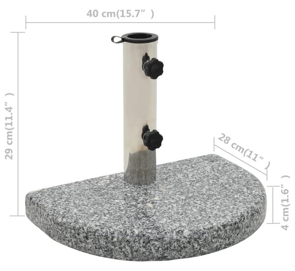 Ívelt szürke gránit napernyőtalp 10 kg