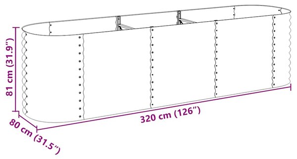 Ezüstszínű horganyzott acél kerti magaságyás 320 x 80 x 81 cm