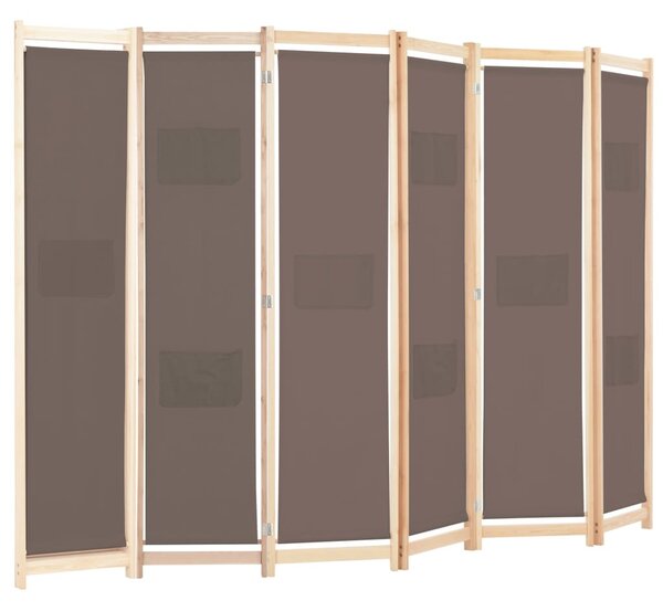 Barna 6-paneles szövetparaván 240 x 170 x 4 cm