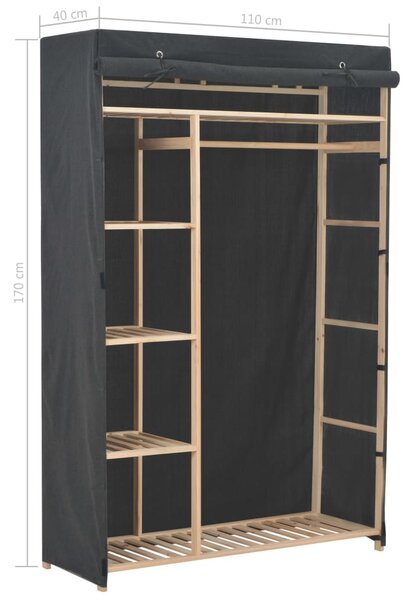 Szürke szövet ruhásszekrény 110 x 40 x 170 cm