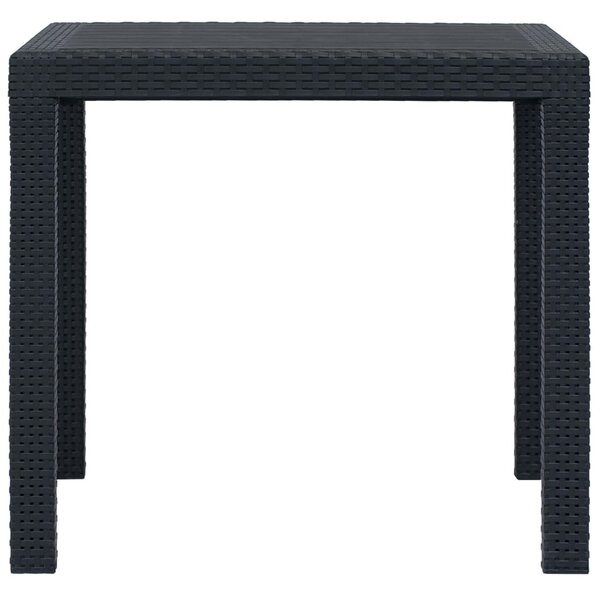Antracitszürke rattan küllemű műanyag kerti asztal 79x79x72 cm