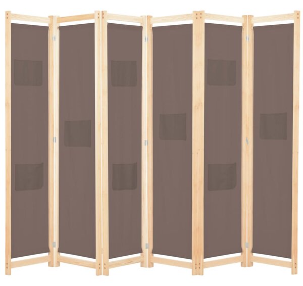 Barna 6-paneles szövetparaván 240 x 170 x 4 cm