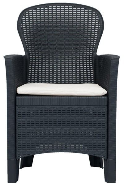 2 db antracit rattan hatású műanyag kerti szék párnával