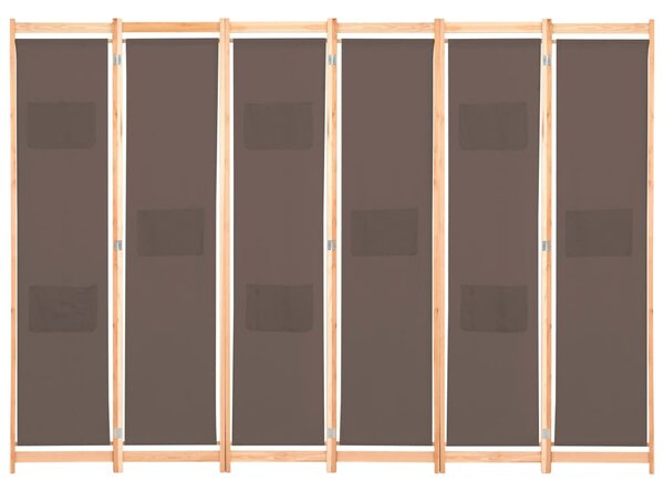 Barna 6-paneles szövetparaván 240 x 170 x 4 cm