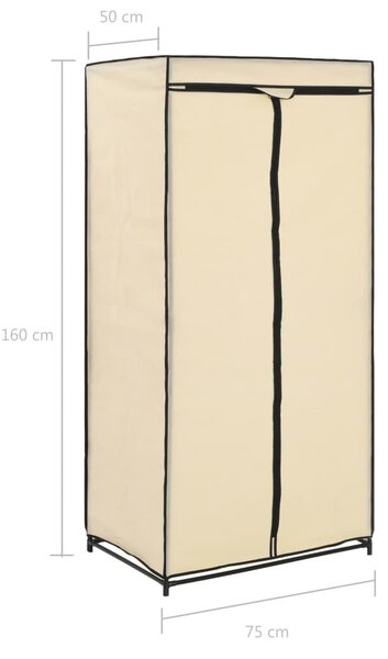 Krémszínű ruhásszekrény 75 x 50 x 160 cm