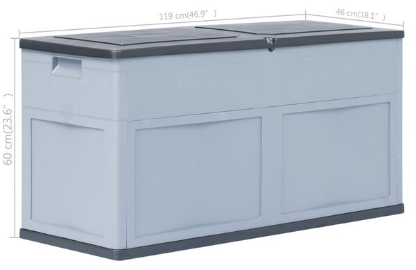 Szürke/fekete kerti tárolóláda 320 L