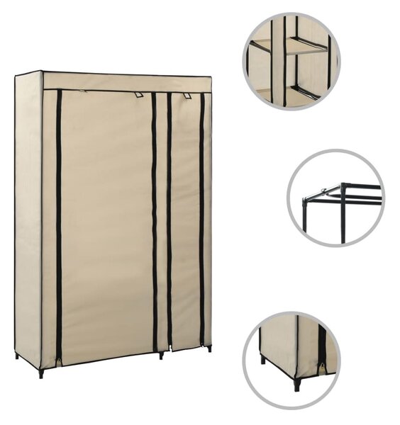 2 db krémszínű összecsukható szövet ruhásszekrény 110x45x175 cm