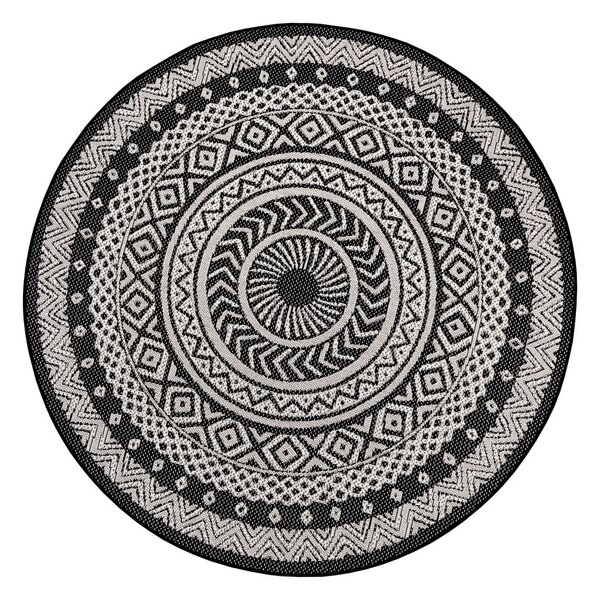 Round fekete-szürke kültéri szőnyeg, ø 160 cm - Ragami
