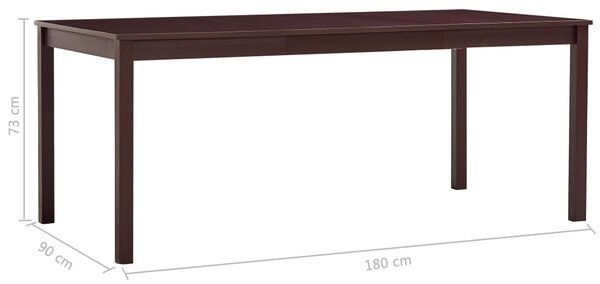 Sötétbarna fenyőfa étkezőasztal 180 x 90 x 73 cm