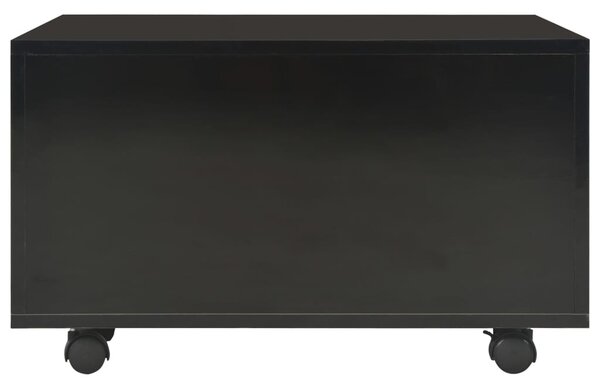 Magasfényű fekete szerelt fa dohányzóasztal 60 x 60 x 35 cm