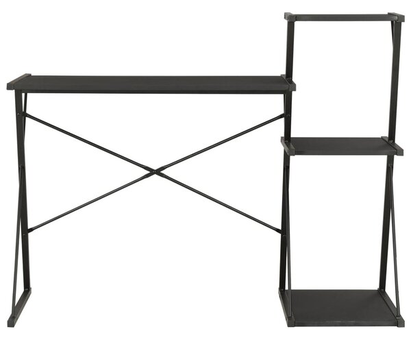 Fekete íróasztal polccal 116 x 50 x 93 cm