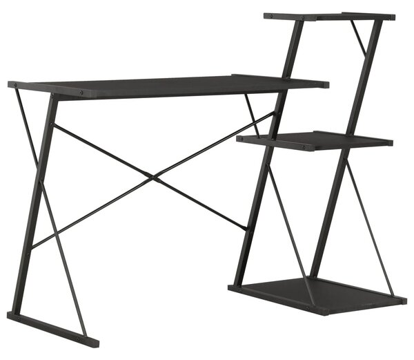 Fekete íróasztal polccal 116 x 50 x 93 cm