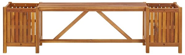 Tömör akácfa kerti pad 2 virágtartóval 150 x 30 x 40 cm