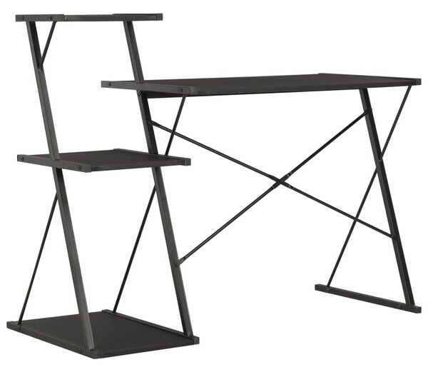 Fekete íróasztal polccal 116 x 50 x 93 cm