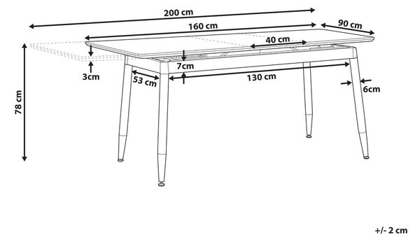 Kihúzható étkezőasztal CALIFORNIA Sötétbarna 160/200 cm 90 cm