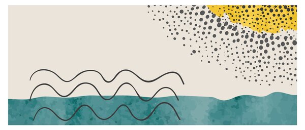 Kép - Absztrakt festmény a strandról N⁰1 (120x50 cm)