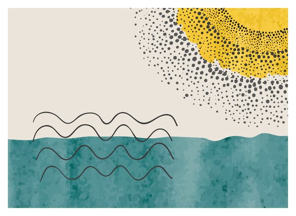 Üveg kép - Absztrakt festmény a strandról N⁰1 (70x50 cm)