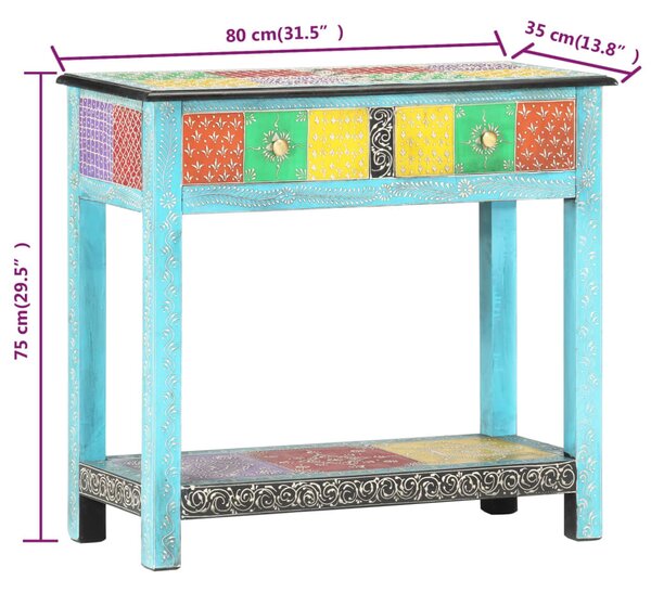 Kézzel festett tömör mangófa tálalóasztal 80 x 35 x 75 cm