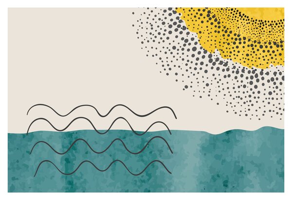 Kép - Absztrakt festmény a strandról N⁰1 (90x60 cm)
