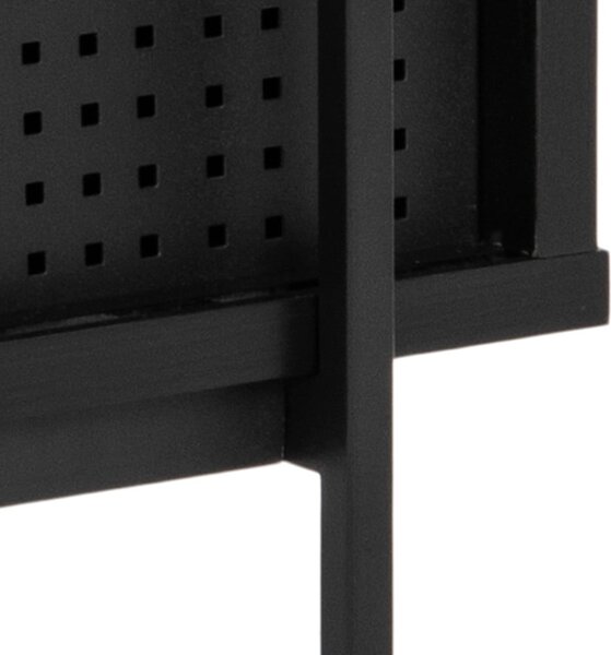 Fekete könyvespolc tolóajtóval kőrisfa dekorral 94x114 cm Angus – Actona