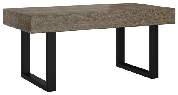Szürke és fekete MDF és vas dohányzóasztal 90x45x40 cm