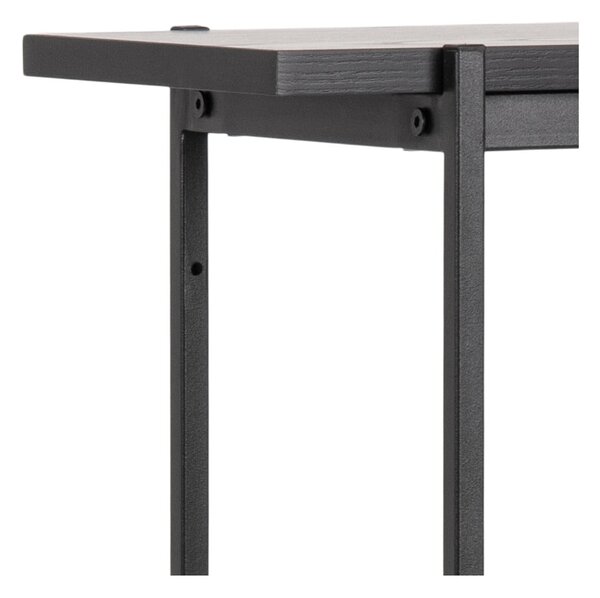 Fekete könyvespolc tolóajtóval kőrisfa dekorral 94x114 cm Angus – Actona