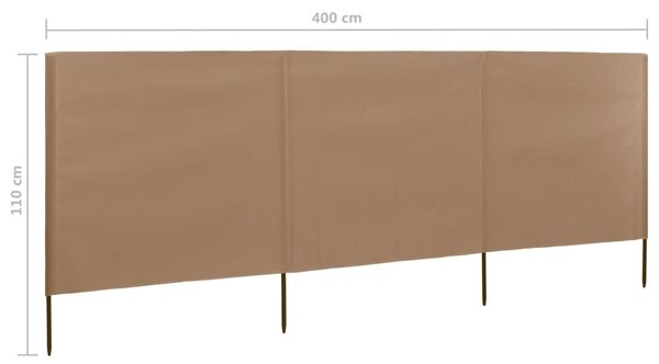 3 paneles tópszínű szövet szélfogó 400 x 80 cm