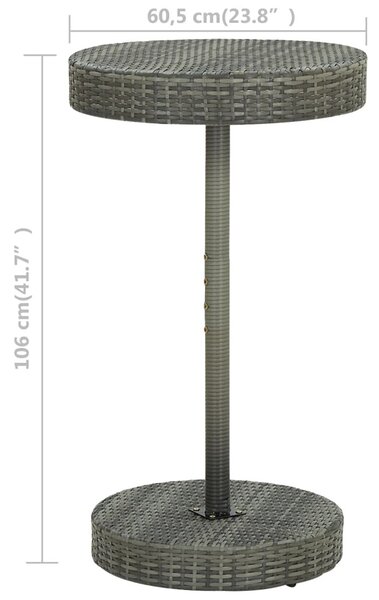 Szürke polyrattan kerti asztal 60,5 x 106 cm