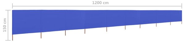 Azúrkék 9 paneles szövet szélfogó 1200 x 120 cm