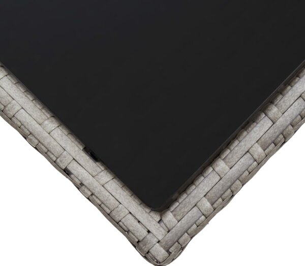 Szürke polyrattan és üveg dohányzóasztal 45 x 45 x 40 cm