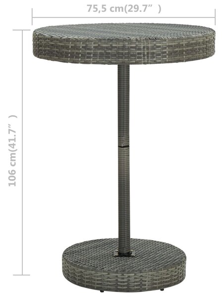 Szürke polyrattan kerti asztal 75,5 x 106 cm
