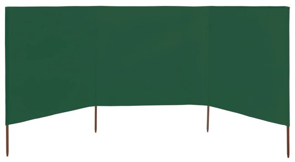 3 paneles zöld szövet szélfogó 400 x 80 cm