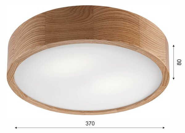 Envostar Caspian mennyezeti lámpa, Ø 37 cm, IP54, tölgyfa, dimmelhető, Világos fa, Fürdőszoba, Fa