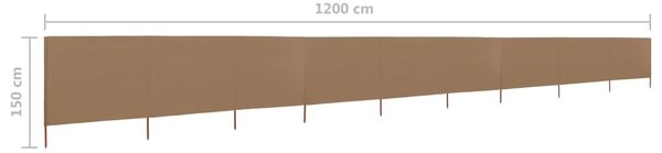 Tópszínű 9 paneles szövet szélfogó 1200 x 120 cm