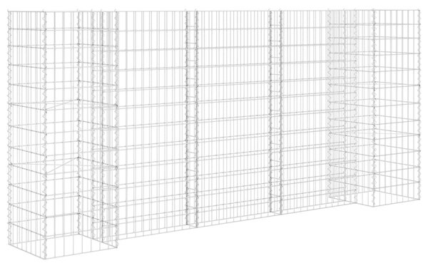 H alakú acéldrót virágtartó gabion 260 x 40 x 120 cm