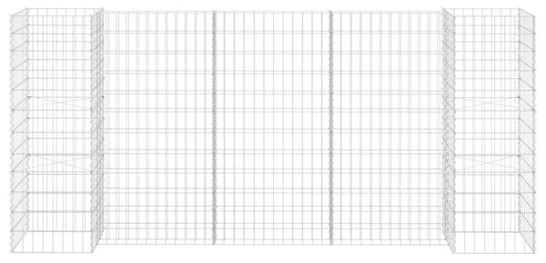 H alakú acéldrót virágtartó gabion 260 x 40 x 120 cm