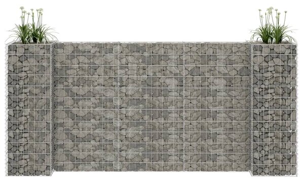 H alakú acéldrót virágtartó gabion 260 x 40 x 120 cm