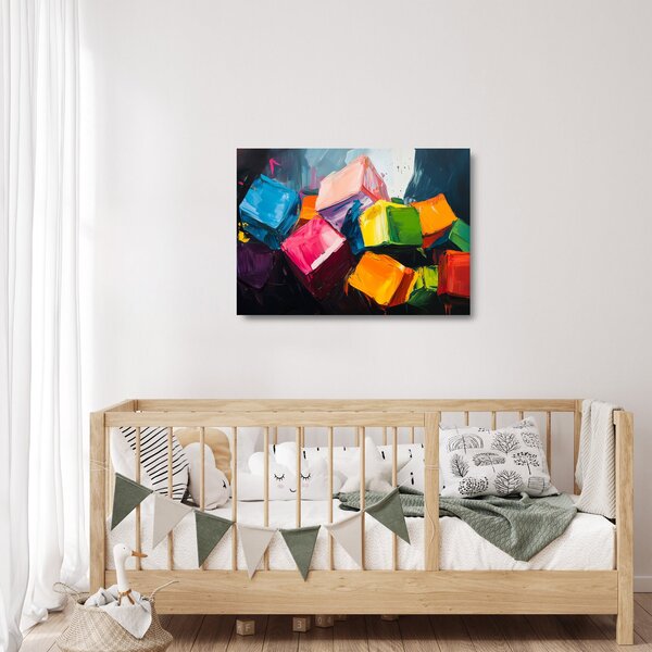 Üveg kép - Színes kockák (70x50 cm)